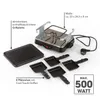 A product image showcasing a raclette grill and its accessories, with text labels. Produktbild-Vorschau