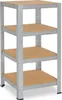 A four-tier metal shelving unit with wooden shelves, shown against a white background. Anteprima dell’immagine prodotto