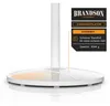 Close-up of the base of a white stand fan with a marketing graphic overlay. Anteprima dell’immagine prodotto