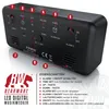 The back of a black digital alarm clock with various buttons and labels, along with a legend explaining the features. Náhľad obrázku produktu