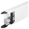 A white cable management trunking system with several gray cables inside, showing a cutaway view. Produktbild-Vorschau