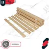 Wooden slats are arranged on top of architectural blueprints, with a stylized house outline in the background. Branding elements and text are present in the corners. Voir les images du produit