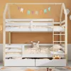 A bunk bed with drawers and a ladder, decorated with a garland of flags. Anteprima dell’immagine prodotto