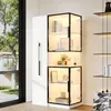 MODFU Doppelglas-Glasvitrine,Hochschrank Produktbild-Vorschau 2