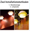 Collage showing two installation methods for solar lights: mounted on a wall and mounted on a fence. Produktbild-Vorschau