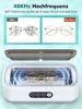 An ultrasonic cleaner with glasses inside, showing a before and after cleaning effect. Produktbild-Vorschau