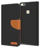 A black flip case for a Huawei P10 Lite phone, with a brown leather accent and a small logo. Náhľad obrázku produktu