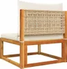 Gartensofa ohne Armlehnen mit Kissen Holz Akazie & Rattan Produktbild-Vorschau 6