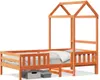 vidaXL Massivholzbett mit Dach Wachsbraun 90x200 cm Kiefer Produktbild-Vorschau 1