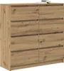 A wooden sideboard with multiple drawers against a white background. Voir les images du produit