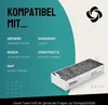 A marketing image showing a product filter and a list of compatible brands. Voir les images du produit