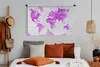 MuchoWow® Wandteppich Wandbehang Weltkarte - Rosa - Ölfarbe Produktbild-Vorschau 5