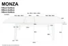 A diagram showing the dimensions of an extendable dining table. Produktbild-Vorschau