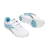 A pair of white and light blue sneakers with velcro straps are shown against a white background. Produktbild-Vorschau