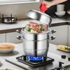 Dampfkocher 3 Etagen, 28cm, 8L Topf, Edelstahl, Allherde Produktbild-Vorschau 2