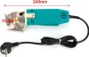 An electric rotary cutter with a power cord and plug, shown on a white background with measurement indicators. Produktbild-Vorschau