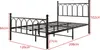 A black metal bed frame with dimensions indicated by red lines and text. Produktbild-Vorschau