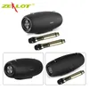 Collage of a portable speaker and two microphones, with close-ups of the speaker. Produktbild-Vorschau