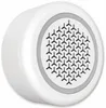 A white, round smart alarm siren with a patterned speaker grille. Produktbild-Vorschau