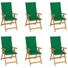 Sedie da giardino 6 pezzi con cuscini verdi in teak Anteprima dell’immagine prodotto 8