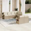 vidaXL 7-tlg. Garten-Sofagarnitur mit Kissen Beige Poly Produktbild-Vorschau 2