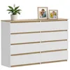 Kommode Weiß Eiche Torro 8 Schubladen matt 120x34x100 cm Produktbild-Vorschau 2
