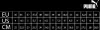 A Puma size chart showing EU, US, and CM shoe sizes. Anteprima dell’immagine prodotto