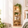 Relaxdays Eckregal Bambus, 5 halbrunde Ablagen, HBT: Produktbild-Vorschau 3