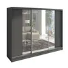 A three-door sliding wardrobe with mirrored fronts, reflecting a living room interior. Produktbild-Vorschau