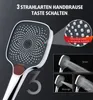 A marketing image showcasing a shower head with different spray modes and features. Podgląd zdjęcia produktu
