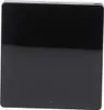 A black, square object with a glossy surface, likely a thermostat, is shown from a slightly angled front view against a black background. Náhled obrázku produktu