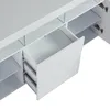 A close-up view of a white sideboard with open drawers and shelves. Produktbild-Vorschau