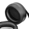 A close-up view of black ear pads for headphones. Produktbild-Vorschau