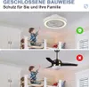 A two-part image showing a child interacting with a ceiling fan in a room. The top panel shows a child safely near a closed-design ceiling fan with lights, marked with a green checkmark and shield icon. The bottom panel shows the same child near a traditio Náhľad obrázku produktu
