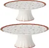 Two white cake stands with decorative edges and patterns. Náhled obrázku produktu