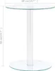 A product shot of a glass table with dimensions indicated. Produktbild-Vorschau
