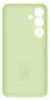 The back of a light green phone case with camera cutouts and embossed text. Voir les images du produit