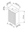 A technical drawing of a sink cabinet with dimensions indicated. Náhled obrázku produktu