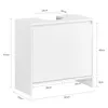 A white bathroom vanity cabinet with dimensions labeled. Voir les images du produit