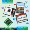 A collage of tablets displaying various apps and content, with a processor chip and marketing text. Produktbild-Vorschau