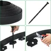 A collage of four images showing a flexible lawn edging product and its installation. Náhled obrázku produktu