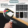 A laundry basket with sorting labels and laundry bags, demonstrating how to sort laundry. Produktbild-Vorschau