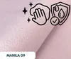 Marketing image showing icons for cleaning and water resistance on a pink fabric background. Anteprima dell’immagine prodotto