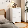 A bedroom scene with a white dresser, bed, and curtains. Podgląd zdjęcia produktu