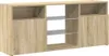 A wooden TV cabinet with open shelves and closed compartments. Náhľad obrázku produktu