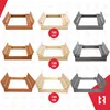 A collage of different wooden sandboxes with benches in various colors and sizes. Produktbild-Vorschau