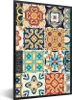 MuchoWow® Gerahmtes Poster Blumen - Vintage - Muster - Blau Produktbild-Vorschau 1