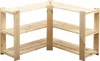 A wooden corner shelving unit with three shelves. Produktbild-Vorschau