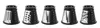 Five different grater attachments for an electric vegetable slicer are displayed in a row against a white background. Anteprima dell’immagine prodotto