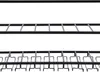A close-up view of a black metal wine rack with multiple tiers, designed for wall mounting. Náhled obrázku produktu